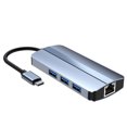thumbnail image 1 of Estación de acoplamiento USB C 6 en 1, concentrador USB tipo C, USB 3.0, RJ45, 1000 Mbps, 1 of 8