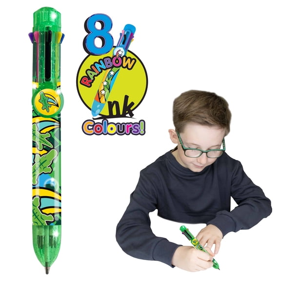 Rainbow Writer - Crocodile Pen by Deluxebase. Multicolored, Medium Point, 8-in-1 Retractable Novelty Ballpoint Pen with Cute Animal Design.