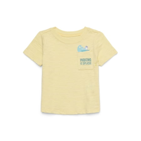 Garanimals Baby Boy Short Sleeve Brushed Jersey T-Shirt with Pocket, Sizes 0-24 Months