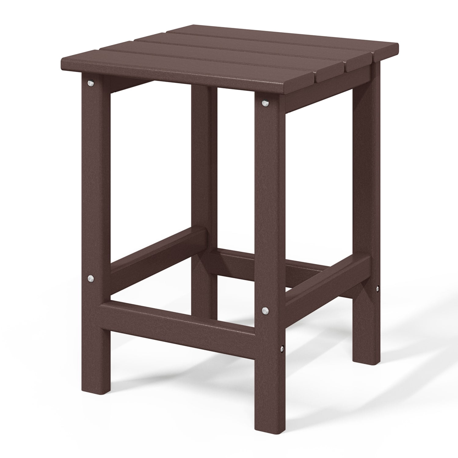WestinTrends Outdoor Side Table, All Weather Poly Lumber Adirondack Small Patio Table Square End Table for Pool Balcony Deck Porch Lawn Backyard, Dark Brown