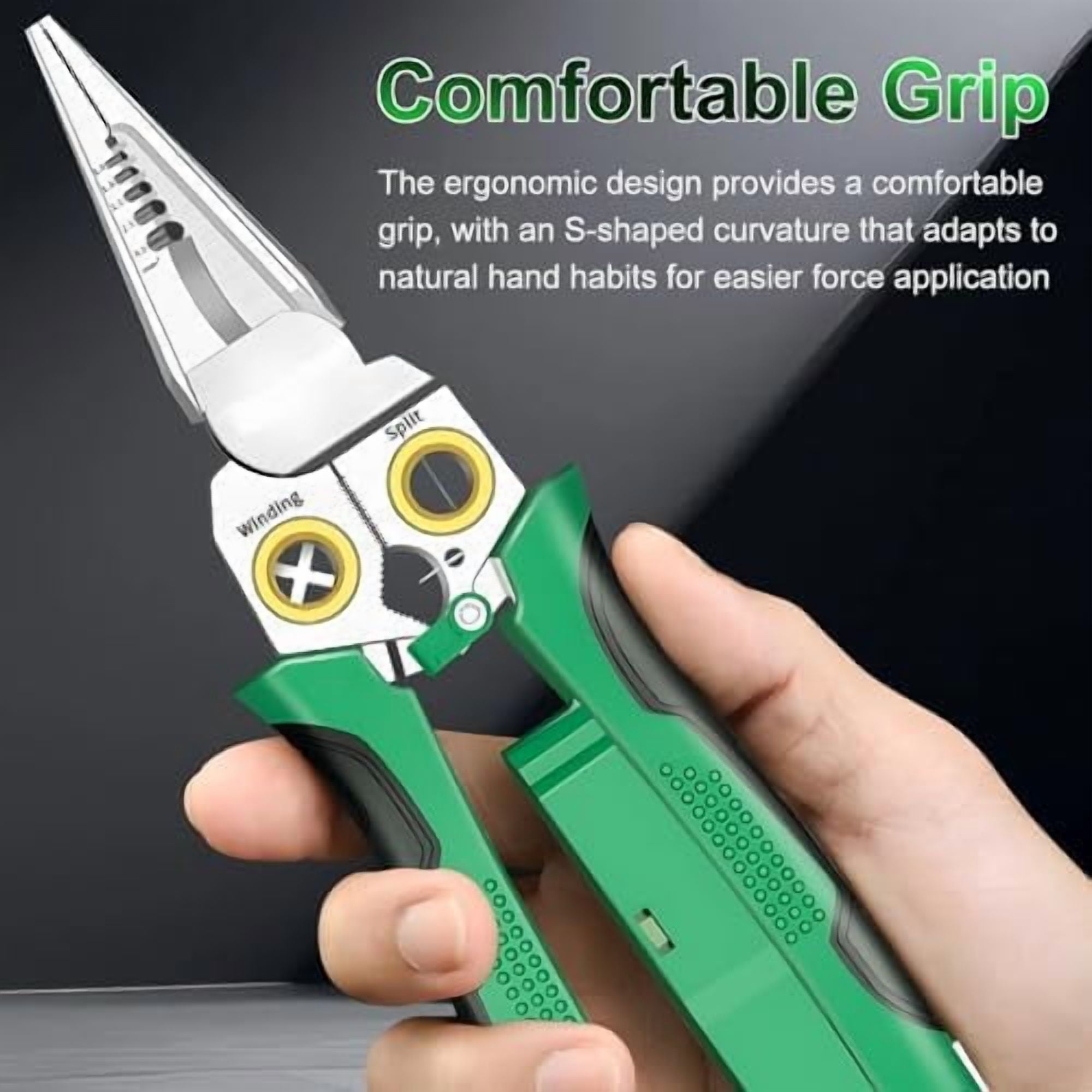 8 in 1 Wire Stripping Pliers with Voltage Tester, Multi-function Wire Stripper Electrician's Pliers, Electric Wire Stripping Tool, Electrician Repair Tool (Green)$$Tools & Hardware Other