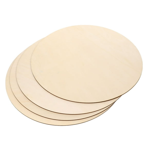 LULULION Blank Wood Slices Khaki Rustic Craft Decor Unfinished Plaques 4Pcs