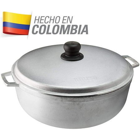 Imusa 17.9 Quart Traditional Colombian Cast Aluminum Caldero (Dutch Oven) with Lid