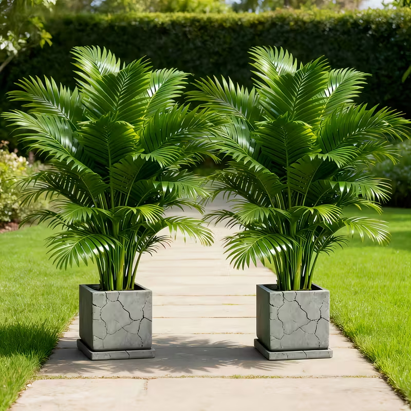 2 piece artificial palm tree with 24 lush green leaves - Large indoor and outdoor decor artificial plant, suitable for home, garden, living room, office decoration - Excluding the flowerpot