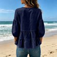 thumbnail image 5 of Women's V Neck Tiered Ruffle Blouses, 3/4 Sleeve Peplum Loose Casual Flowy Tops M, 5 of 6
