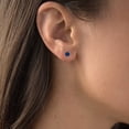 thumbnail image 3 of Decadence Yellow Gold Plated 925 Sterling Silver 6mm Triangle Trillion Cut Created Blue Sapphire September Birthstone Screwback Stud Earrings, 3 of 7