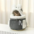 thumbnail image 4 of Winter Thickened Cat Front Carrier Backpack - Soft Warm Pet Bag for Indoor Cats, Portable Chest-Mounted Cat Bag, Cozy Breathable Design for Outdoor Travel & Daily Walks, 10.24*7.87*9.84in, Gray, 4 of 6