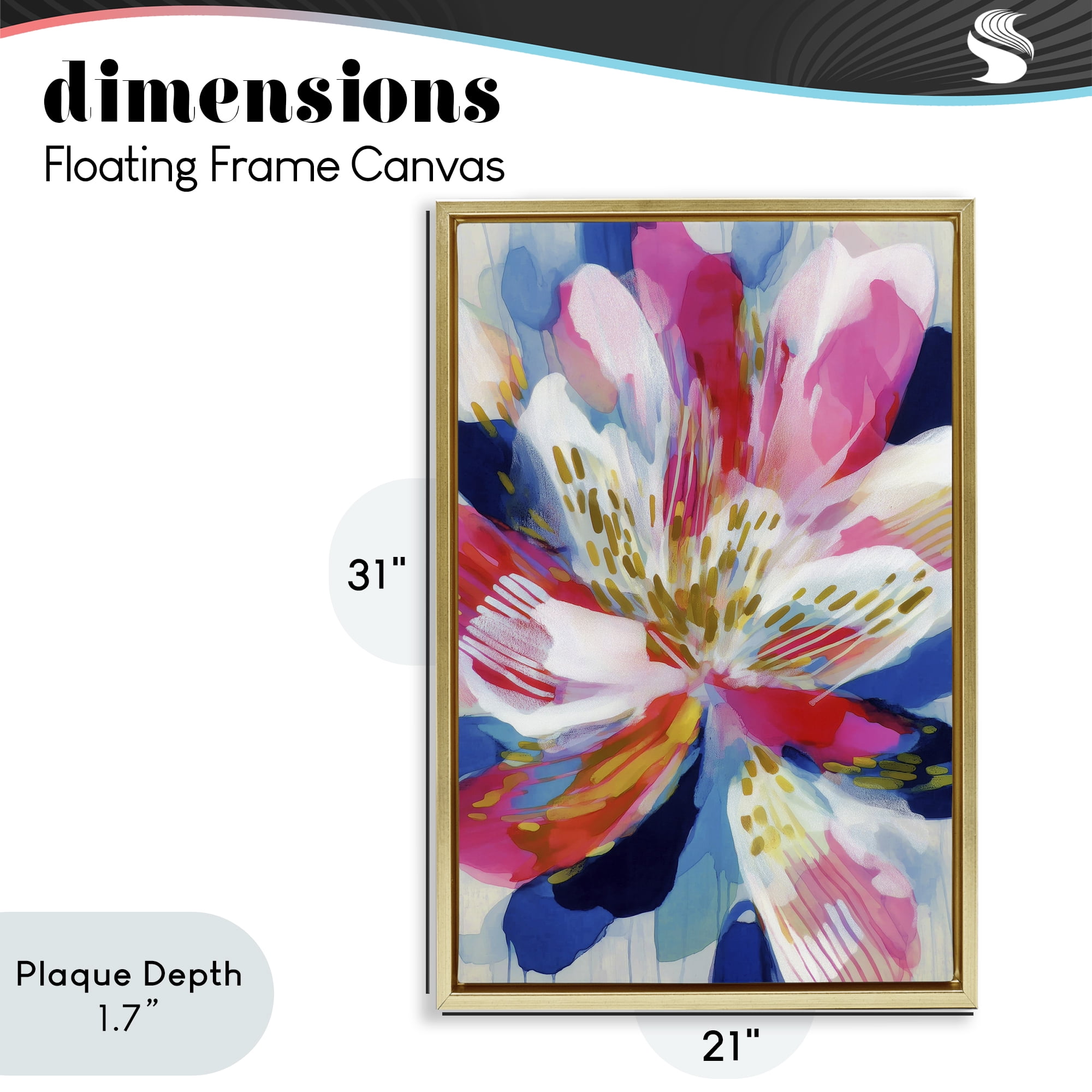Stupell Industries Lily In Pink & Blue Gold Framed Floater Canvas Wall Art, design by Chromatic Storm Studio