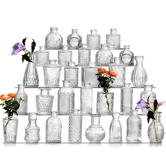 Set de jarrones Glass Bud Ulodimi, cristal vintage transparente (30 unidades)