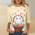 thumbnail image 6 of Kctiaxy 3/4 Length Sleeve Womens tops Happy Easter Graphic Crew Neck T-Shirt Fashion Casual Loose Fitting Top Festival Pullover Tees, 6 of 6