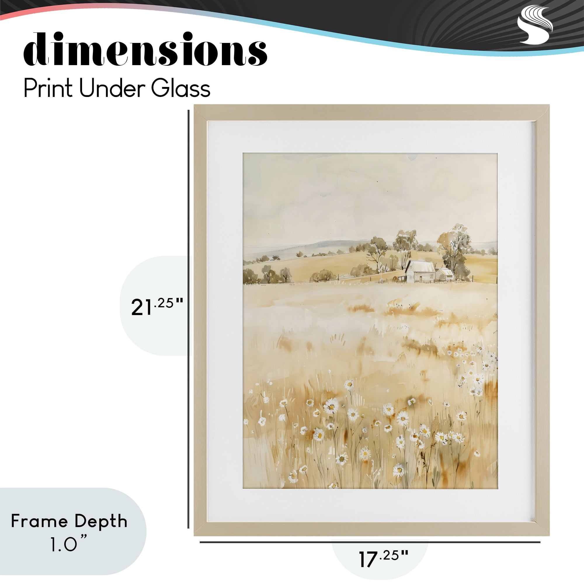 Stupell Industries Farm Country Meadow with Daisies Birch Framed Print Under Glass, design by Creative Studio