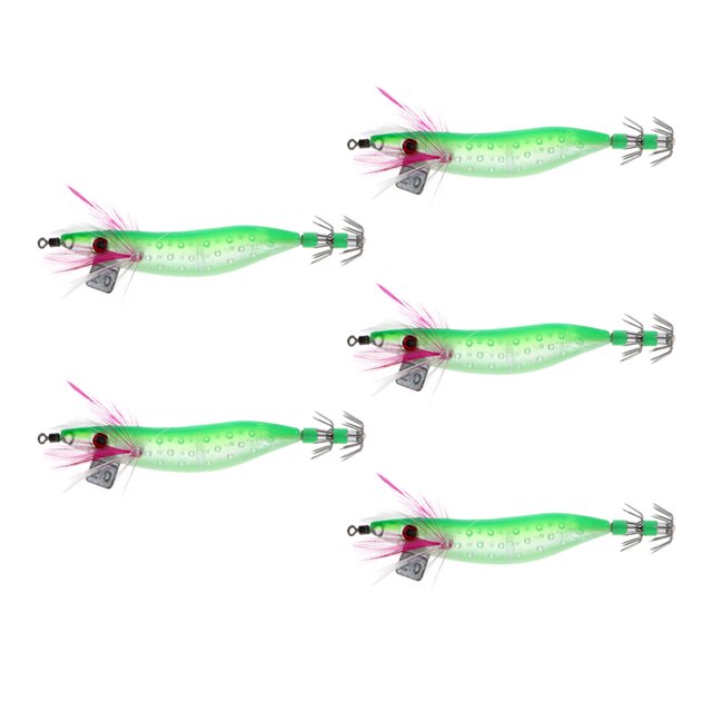 Cebo de calamar de agua salada Sunnimix cebo de anzuelo luminoso 5 piezas Verde Señuelos de pesca de agua salada