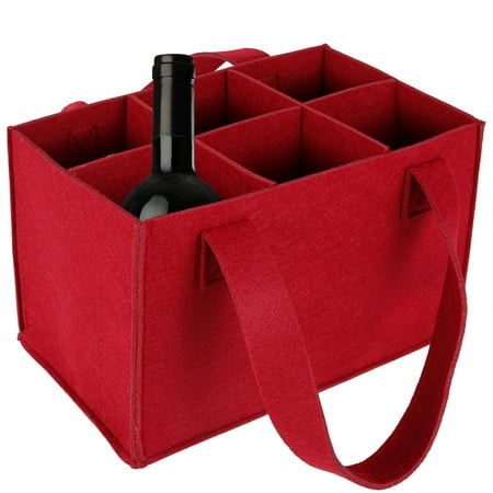 

IXTIX Wine Bottle Carrier for 6 Bottles Felt Wine Bottle Holder Bag Reusable and Foldable Wine Bottle Cube Box with Carry Handle Christmas Gift for