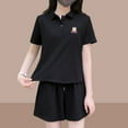 thumbnail image 2 of Traje deportivo de calle frito estilo sal para mujer, nuevo traje de dos piezas con pantalones cortos casuales pequeños y reductores de edad de estilo occidental holgado de verano, 2 of 4