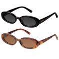 thumbnail image 1 of Gafas de sol mosanana Retro Oval MS52360 para mujer, color negro/tortuga, 1 of 7