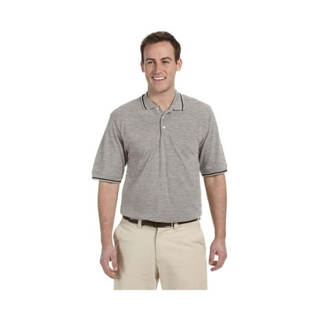 Harriton Mens 3-Button Tipped Easy Blend Polo Shirt, Style