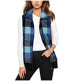 thumbnail image 2 of Srogem Womens Plaid Fleece Vest Casual Sleeveless Fuzzy Sherpa Vest Fluffy Zip Jacket Warm Outerwear, 2 of 7