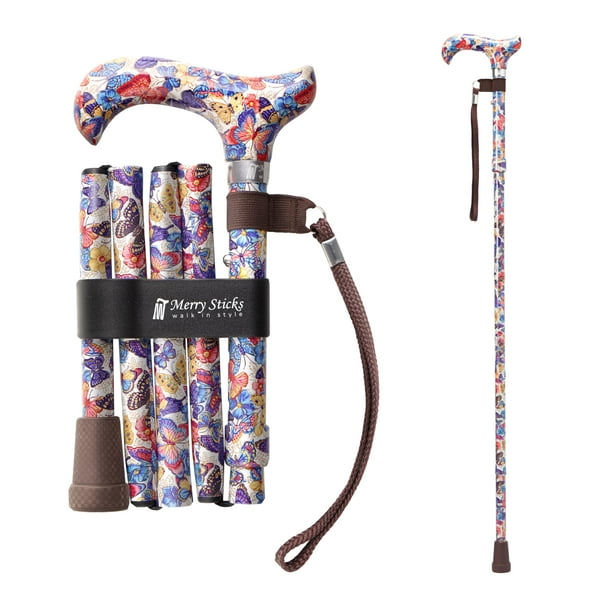 Bastones plegables y ligeros Merry Sticks para mujeres y hombres, ajustables y plegables para personas mayores, con ayuda para el equilibrio y la movilidad, mango ergonómico y correa de muñeca - Marip