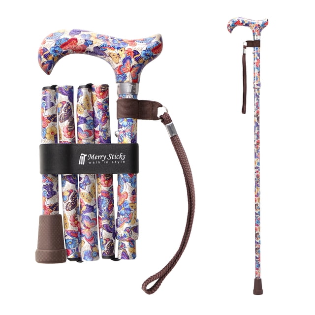 Bastones plegables y ligeros Merry Sticks para mujeres y hombres, ajustables y plegables para personas mayores, con ayuda para el equilibrio y la movilidad, mango ergonómico y correa de muñeca - Marip