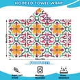 thumbnail image 2 of Yellow Ethnic Floral Pattern Hooded Bath Towel，60"x35" for Ages 3 To 12 Kids, Quick Dry Lightweight Soft Microfiber Hood Beach Towel Cover Up for Kids, 2 of 7