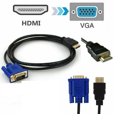 EUNPOIE 1.8M 6FT HDMI Male to VGA Video Converter Adapter Cable Cord for PC DVD 1080P HDTV
