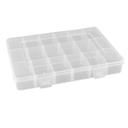 Unique Bargains Clear Plastic 18 Compartments Jewelry Earring Case Box Holder