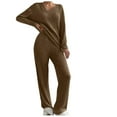 thumbnail image 5 of zfwon Lounge Wear Sets for Women 2 Piece Co Ord Set Ladies Knit Outfits Pyjamas Set V Neck Long Sleeve Jumpers and Wide Leg Trousers with Pockets Homewear Sleepwear Nightwear, 5 of 5