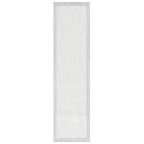 SAFAVIEH Martha Stewart Serenity Bordered Runner Rug, Ivory/Grey, 2'2" x 8'