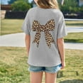 thumbnail image 2 of XAOFW Girl's T-Shirts Leopard Bow Tie Print Short Sleeve Crewneck T Shirt Streetwear Fashionable Tee Shirt Daily Lounging Comfortable Trendy Top, 2 of 4