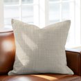 thumbnail image 5 of Throw Pillow Covers 24x24 Inch, Beige Decorative Pillow Cases for Couch Sofa Bed, Rustic Farmhouse Solid Color Cotton Linen Square Home Decor Pillowcases with Hidden Zipper, 5 of 9