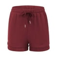 thumbnail image 3 of Mohiass Women Shorts for Seniors Summer Casual High Waisted Drawstring Wide Leg Womens Gauze Short Shorts Wine M, 3 of 6