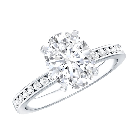 Rosec Jewels Lab Created Diamond Oval Engagement Ring 2 Carat - 7X9 mm - Solitaire Ring - EF-VS Grade, 925 Sterling Silver, US 4.00