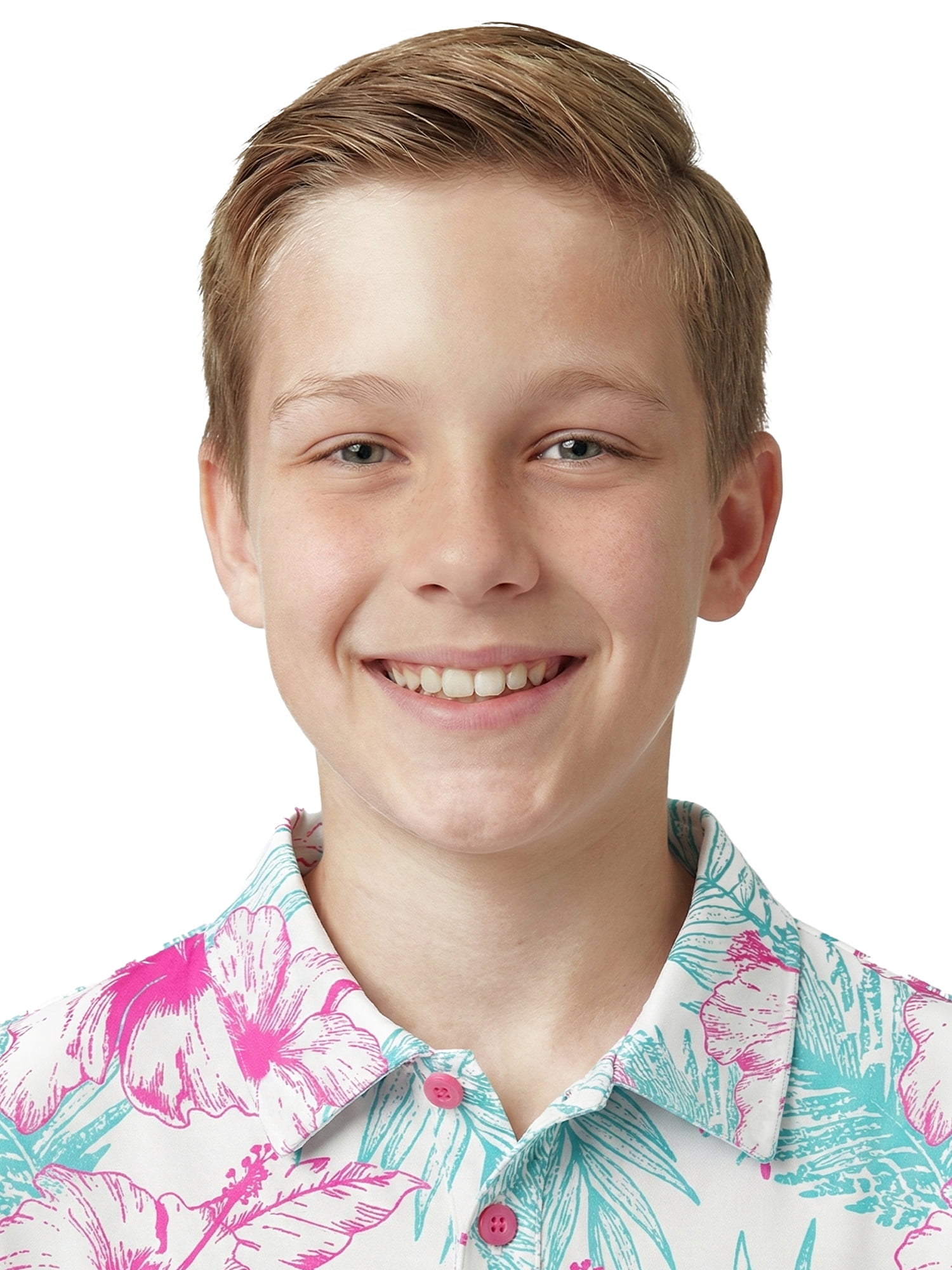 Birdie Bound Boys Print Performance Golf Polo Shirt with UPF50, Sizes XS-XL