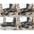 thumbnail image 3 of CHIC HOUSE 101" Sectional Sofa with Storage Ottoman Chaise, Corduroy L/U Shaped Sofa Convertible Sectional Couches for Living Room, 6 Seater Corner Modular Sofa with Deep Seat Throw Pillows, Gray, 3 of 10