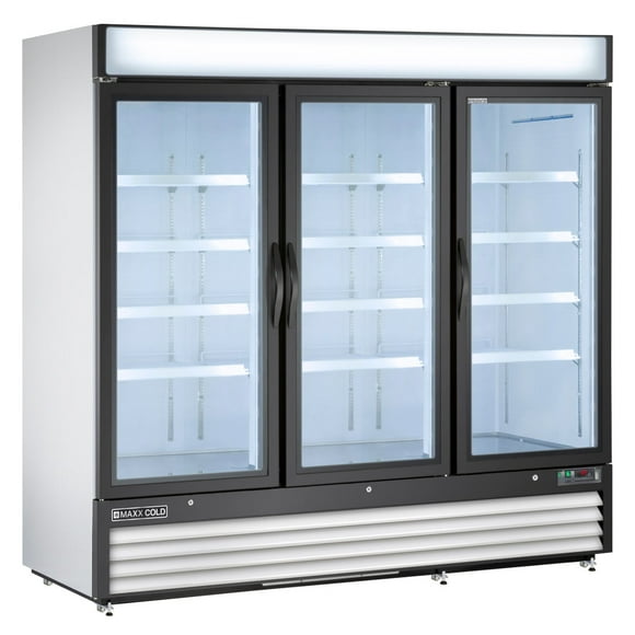 Maxx Cold Triple Swing Glass Door Merchandiser Refrigerator, 81", 72 cu. ft. Capacity, in Stainless Steel
