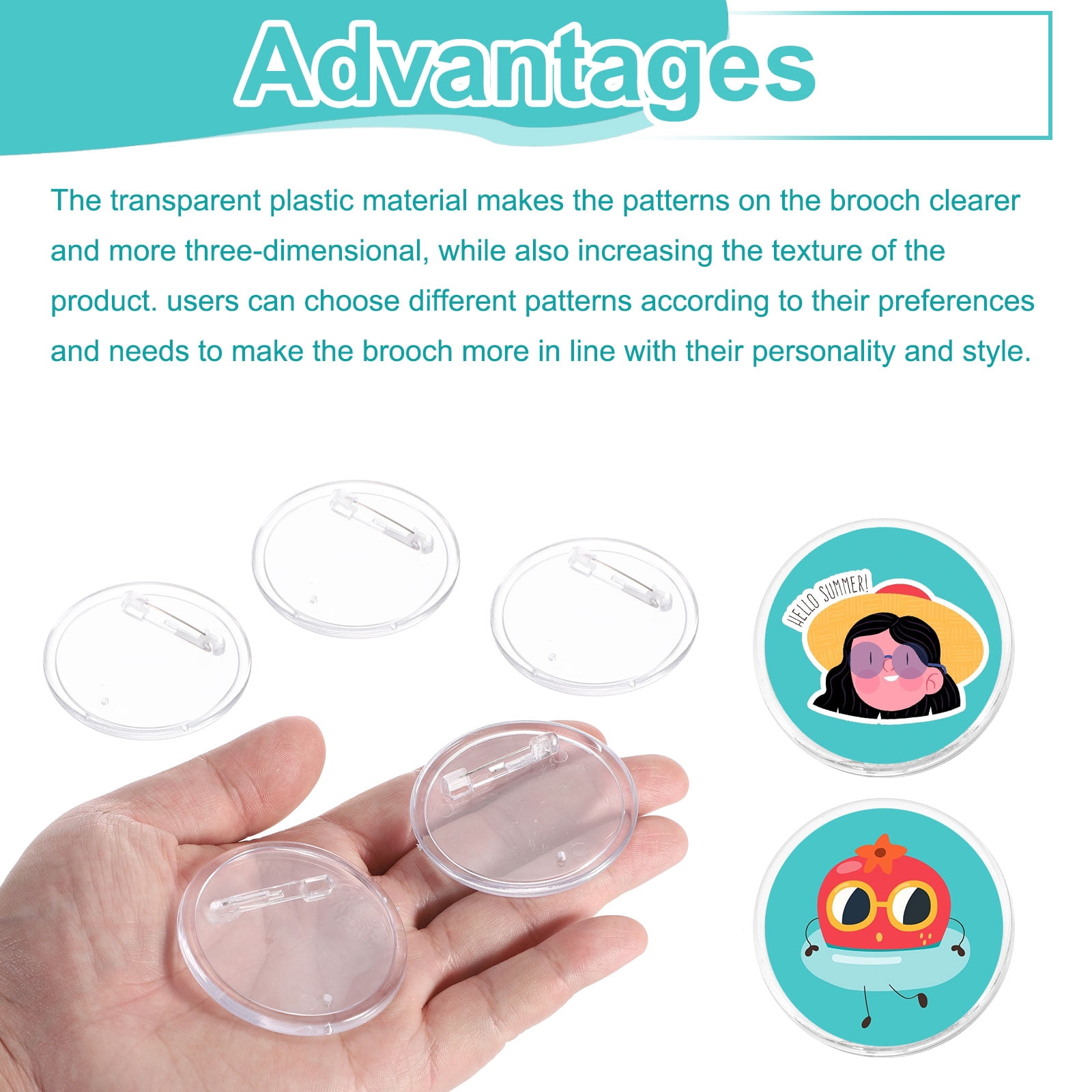 Uxcell 25Pcs Acrylic Sewing Buttons Pin Clear 2.17" Button Maker Badges for DIY Crafts