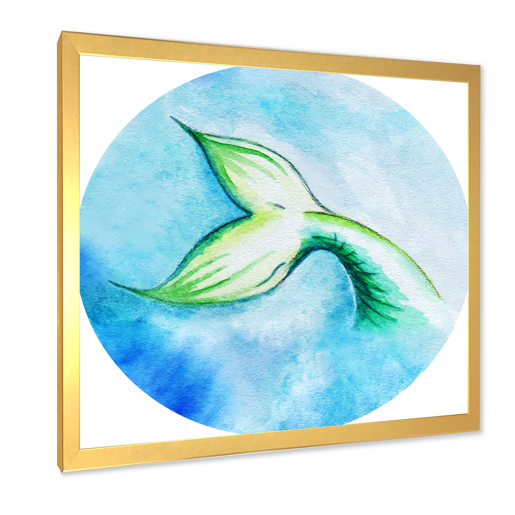 Designart 'Mermaid Green Fish Tail' Nautical & Coastal Framed Art Print