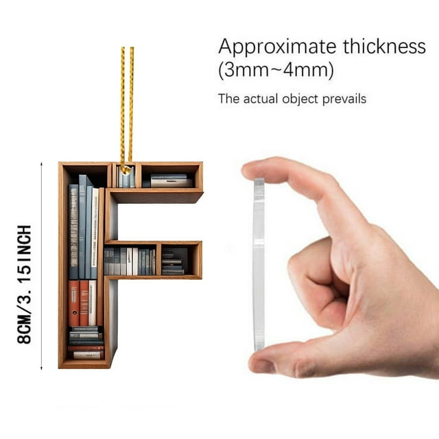 JJKBVCLO 2D Acrylic Christmas Cute Double Print 2D Gift Pendant 1 Piece Bookshelf English Letter Modeling