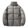 thumbnail image 2 of Hueook Puffer Jacket Women Quilted Lightweight Padded Down Coat Zippered Stand-Up Collar Parkas Double Pocket Long Sleeve Hoodless Casual Outwear Gray 2X, 2 of 6