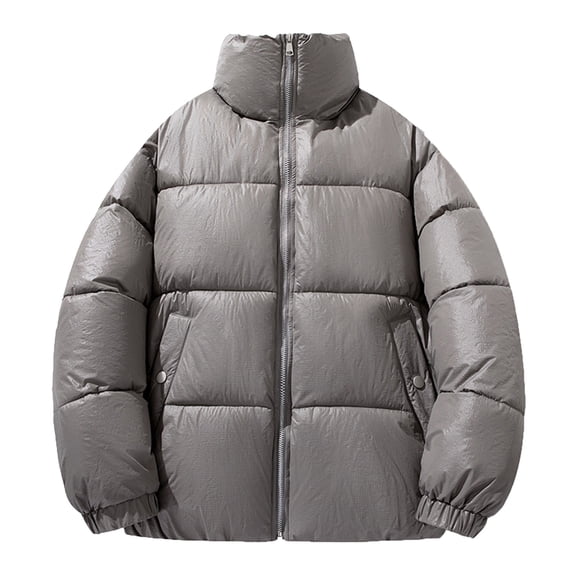 successthop Winter Puffer Jackets for Women Quilted Oversized Plus Size Outwear with Pockets Zip Coat Winter Clothes Gray