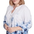 thumbnail image 4 of Alfred Dunner Womens Plus-Size Floral Border Ruched Sleeve Henley Top, 4 of 4
