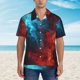 thumbnail image 2 of Balery Red And Blue Fire Camisas hawaianas de manga corta para hombre, camisas playeras de corte holgado, camisas de vacaciones con botones,Small, 2 of 7