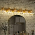 thumbnail image 7 of 6 Light Modern Crystal Bathroom Vanity Lights Gold Bathroom Light Fixtures Crystal Vanity Shower Lights Over Mirror, Mirror Glass Crystal Bathroom Vanity Lighting Fixtures, 7 of 7