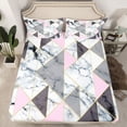 thumbnail image 2 of jejeloiu Marble Texture Road Queen Sheet Sets,Modern Geometric Triangle Bed Set For Girls Kids 4pcs, 2 of 7