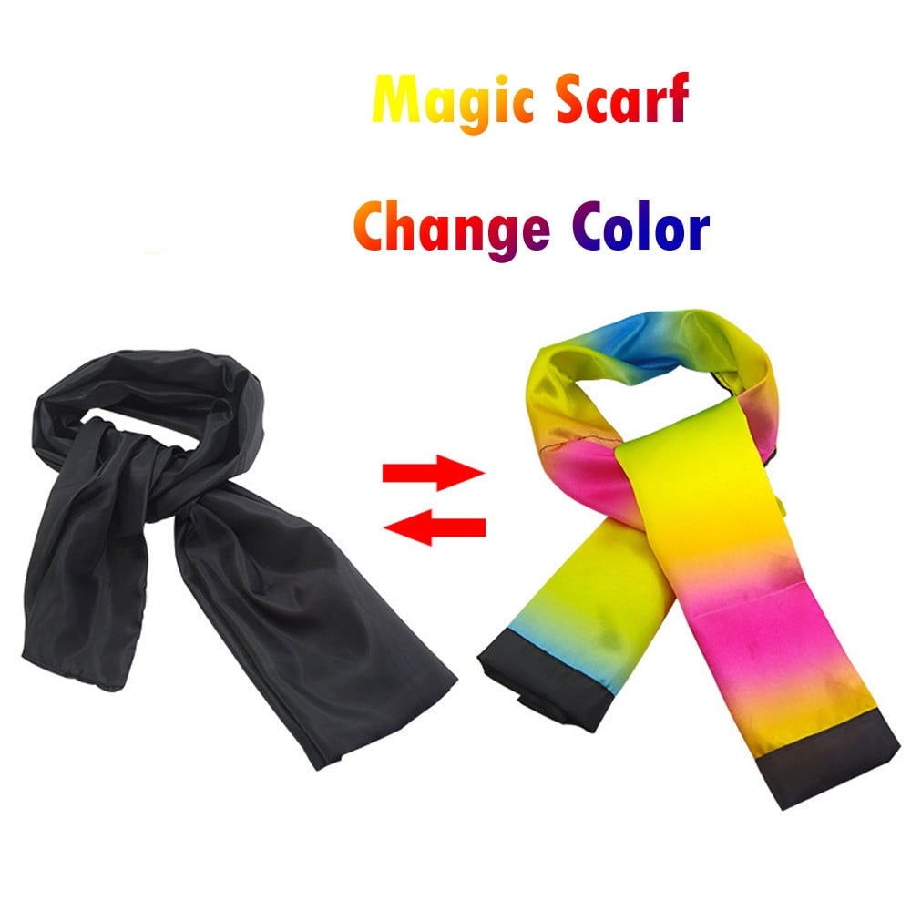 Novelty Change Color Black to Rainbow Silk Striped Scarf Magic Trick Props MP 