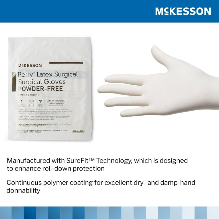 McKesson Perry Latex Surgical Gloves, Latex, Sterile Cream, Size