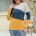 thumbnail image 6 of Womens Tops Color Block Tunic Tops Casual Long Sleeve Shirts Round Neck Pullover Blouses For Women, 6 of 7