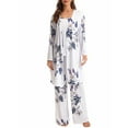 thumbnail image 2 of ZAXARRA Women's Fall Loungewear Set, Lace Patchwork Cami Tops + Pants + Robe 3 Pieces Sleepwear, 2 of 7