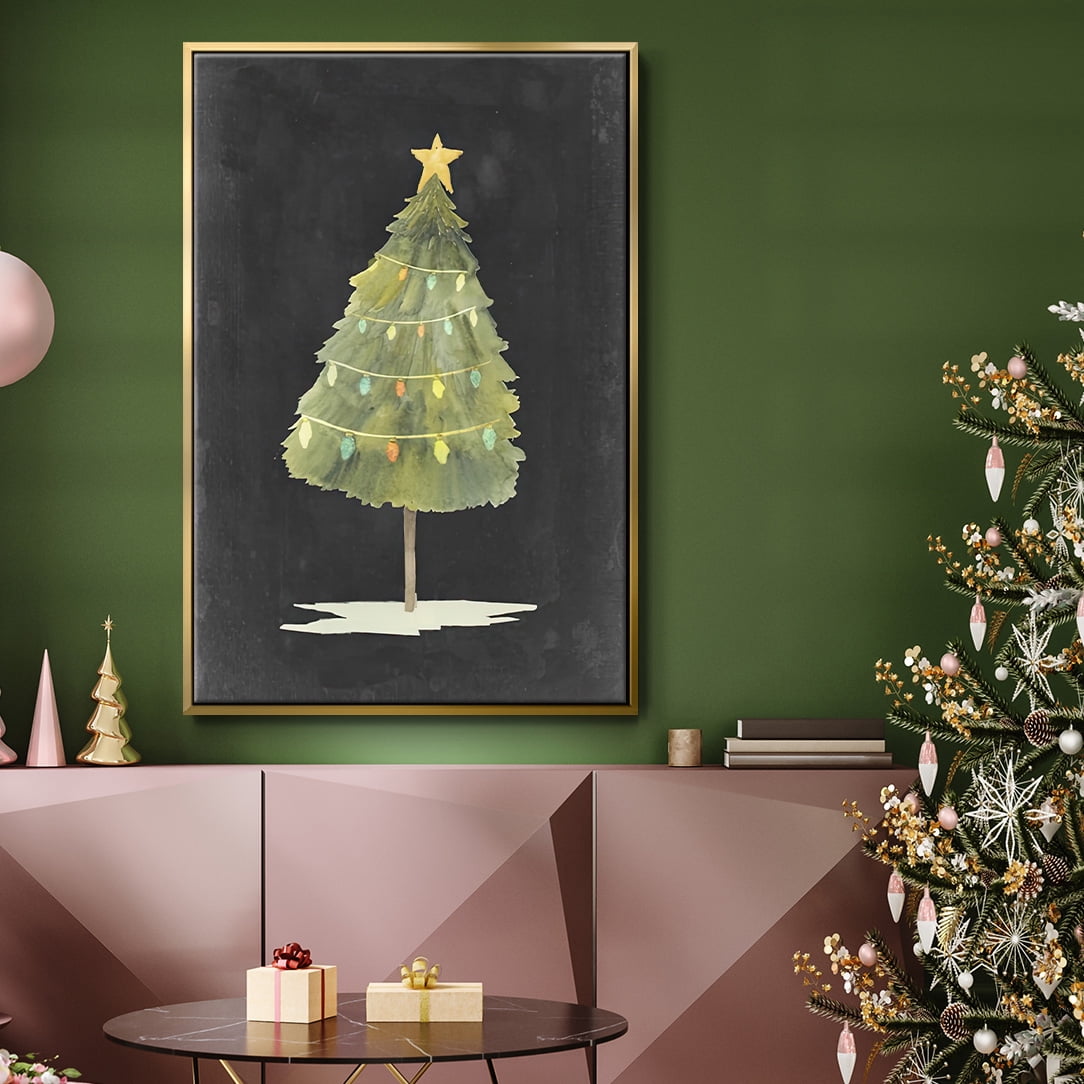 Christmas Glow I - Framed Gallery Wrapped Holiday Canvas - 25 x 37 - Gold Frame