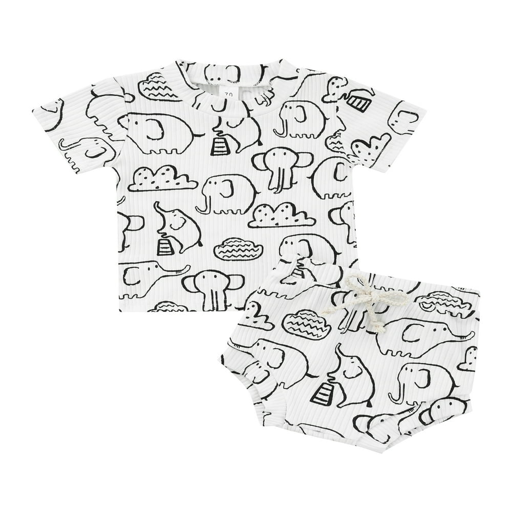 MesaSe Infant Baby Girl Boy Summer Clothes Suit Cartoon Elephant